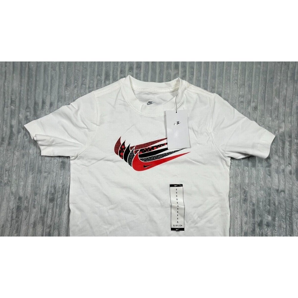 Nike Shirt Youth Unisex S The Nike Tee‎ Short Sleeve Swoosh Logos White - Picture 2 of 14